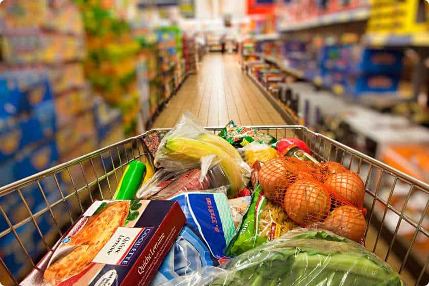 The shopping trolley is filling up.