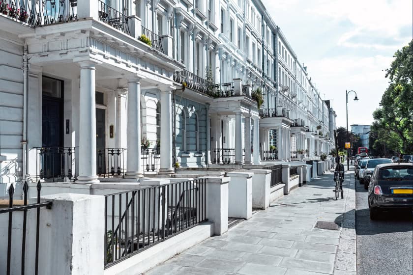 White townhouses at Nottingham UK