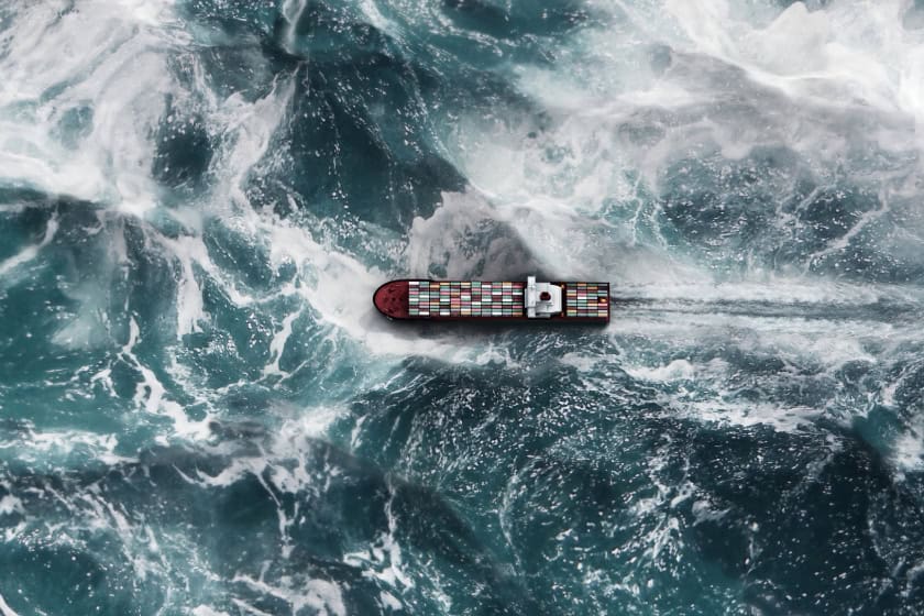 shipping container on water