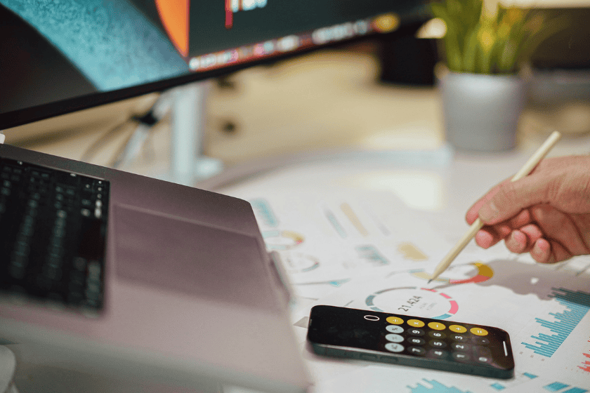 Financial reporting statements on a table