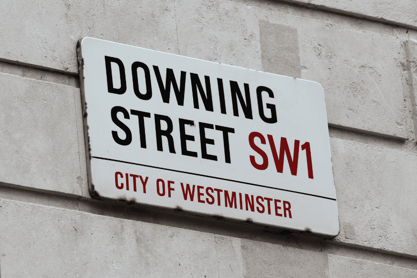 Sign reading Downing Street SW1