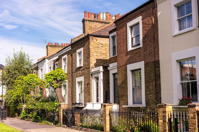 Houses in East London A row of terrace houses in Hackney, east London.