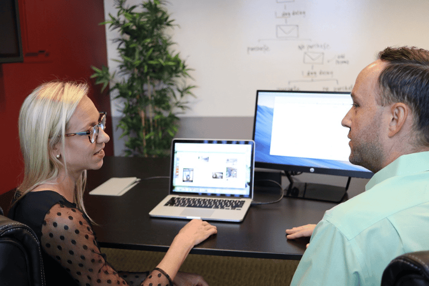 A professional gives advice to a client