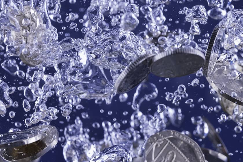 coins in water