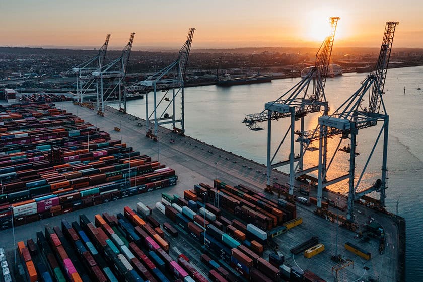 Aerial view of Southhampton Port.