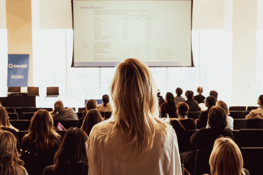 A group of attendees at a conference